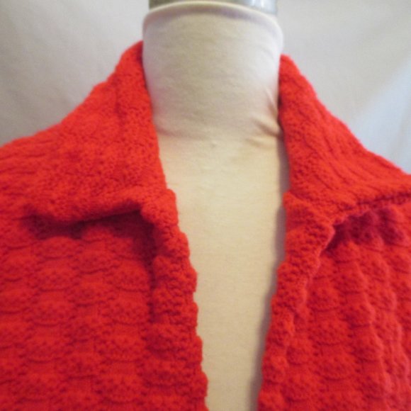 Vintage 1950s Knitted Sweater Clutch COAT RED Valentines Day LARGE - Picture 3 of 7